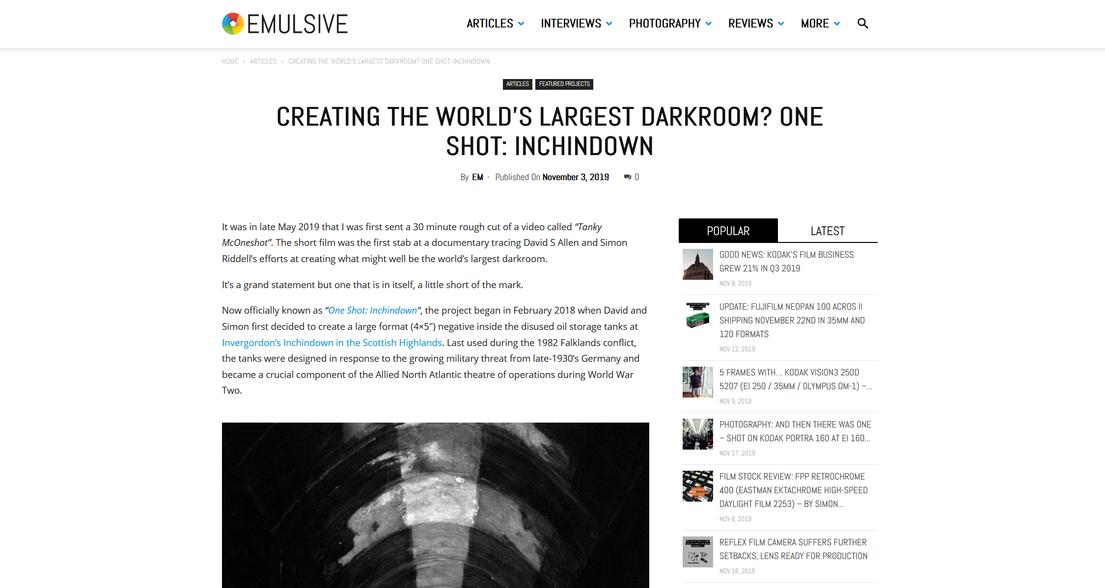 Creating the world's largest darkroom One Shot Inchindown — EMULSIVE